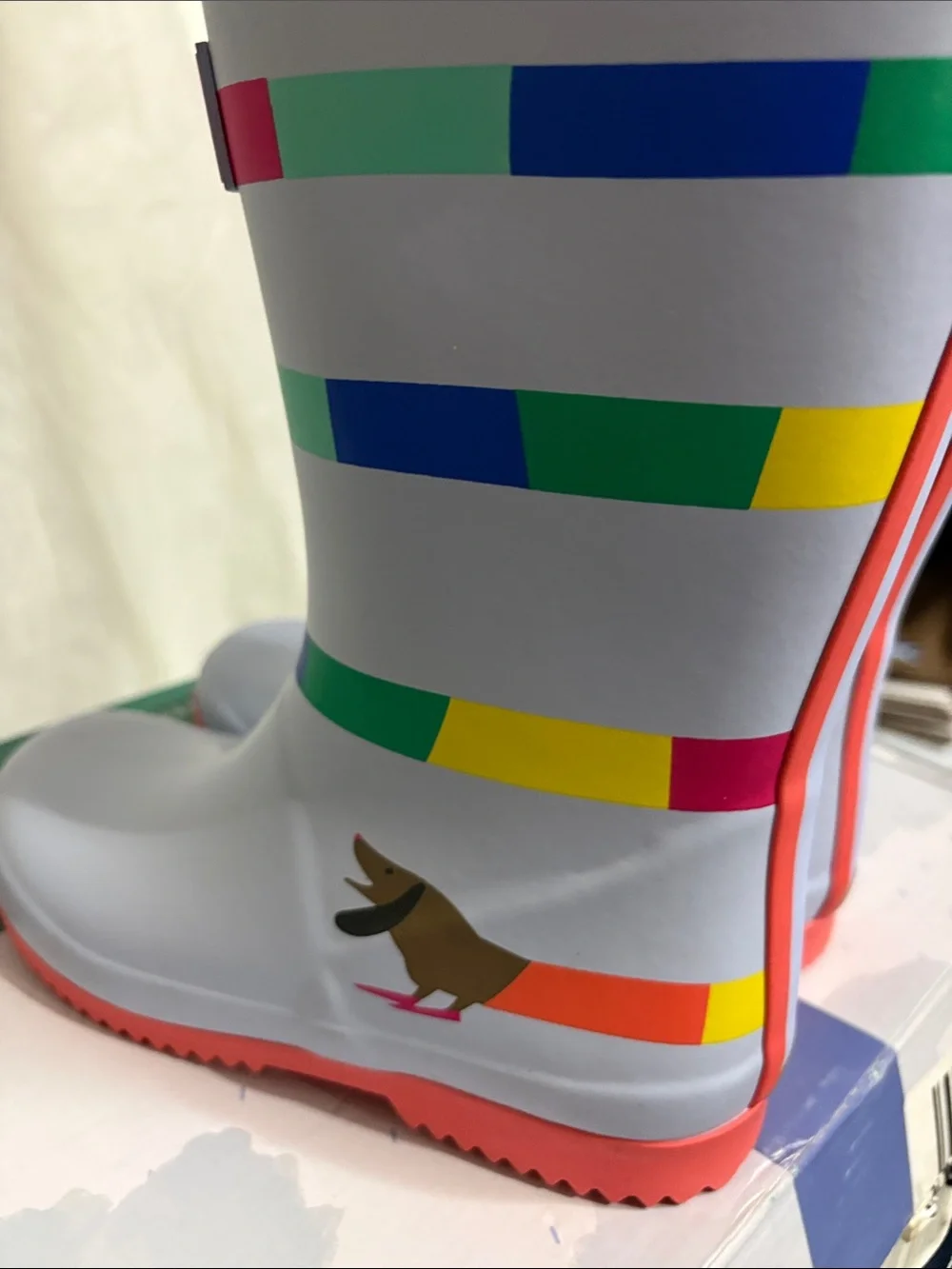 Joules Kids' Rainbow Stripe Rain Boots size US 1 NWT